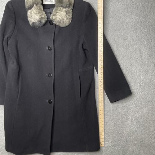 Forecaster of Boston Overcoat Womens 8 Black Wool Blend Fur Trim Professional - Picture 10 of 16