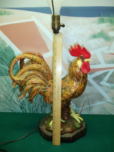 CERAMIC ROOSTER LAMP - 16.5" TALL x 13.25" - Picture 8 of 8