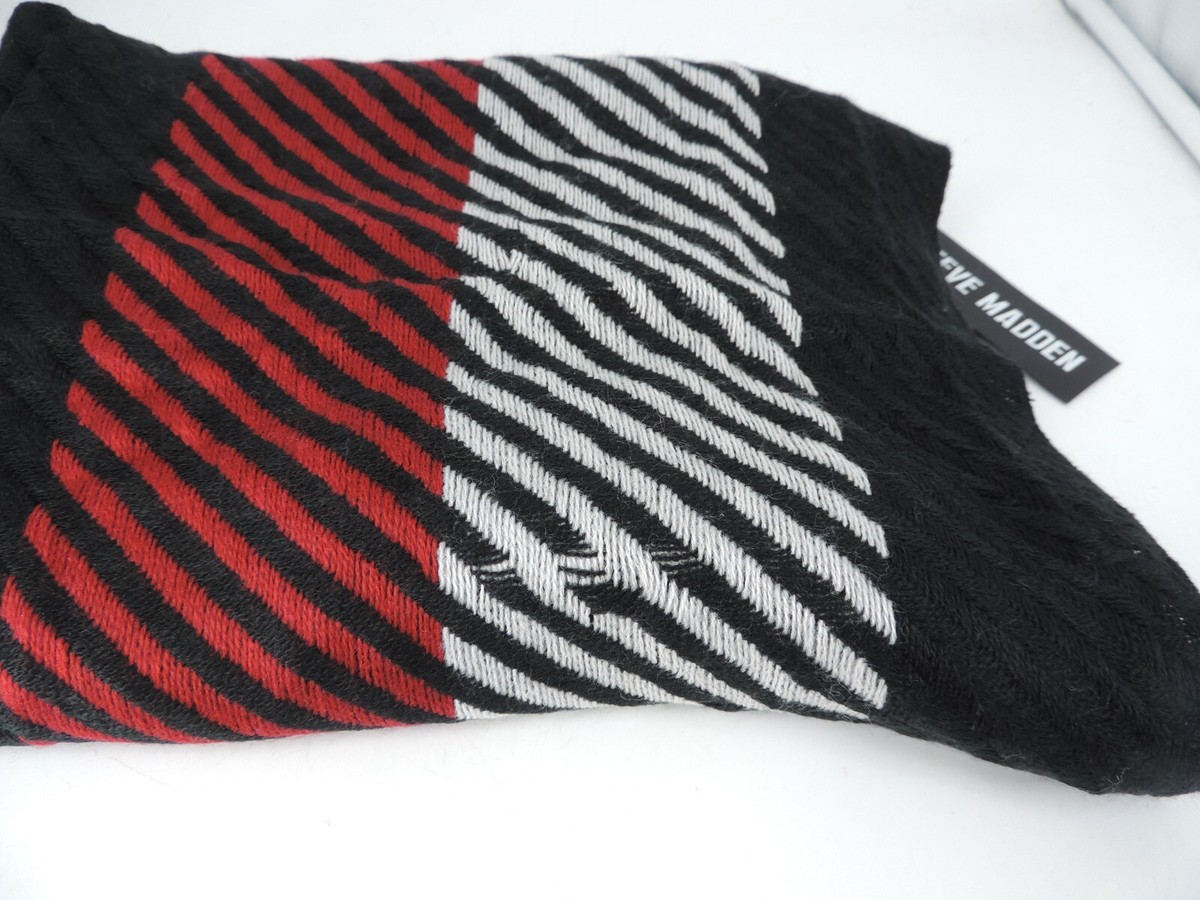 Foulard Infini Steve Madden Noir Rayé Transparent – Neuf Avec étiquette