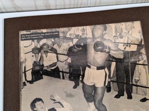Framed Beatles Magazine Cutout w/ Cassius Clay - Pretend Fight Photo 70s Fab 4 - Picture 3 of 6