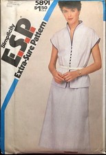 SALE! UNCUT Miss 2-Piece Dress 5891 SimplicityESP Vntg'83 SIZE O (12 14 & 16)