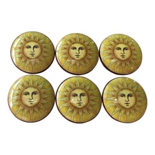 Set of 6 Golden Sun Wood Cabinet Knobs