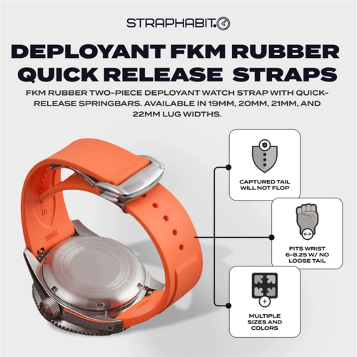 Deployant FKM Rubber Quick Release Watch Straps butterfly deployment clasp QR - Video 1 of 1