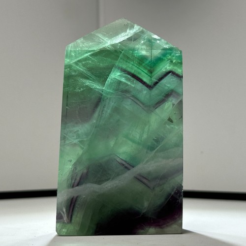 205G Feather Fluorite Point Tower Obelisk Quartz Crystal Healing Reiki