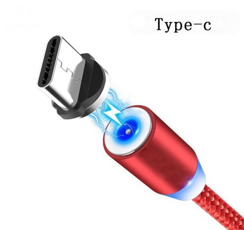 USB 360° Round LED Magnetic Charging Cable Micro USB, USB Tyep C, and iPhone - Picture 4 of 5