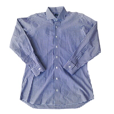 Tom James Collard Button Down Casual Shirt Purple / White Checker See Photos