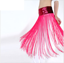 NEW Shining Sequins Long Tassels Elastic Hip Belt Chain Belly Dance Costumes