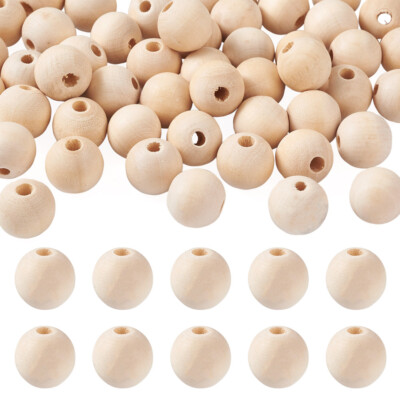 1Bag Smooth Surface Round Natural Unfinished Waxed Wooden Macrame Beads 10-30mm