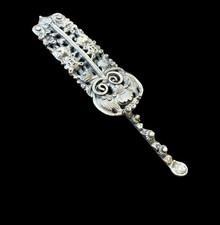 Vintage Sterling Silver Leaf Art Nouveau Hair Barrette Clip 2.5  