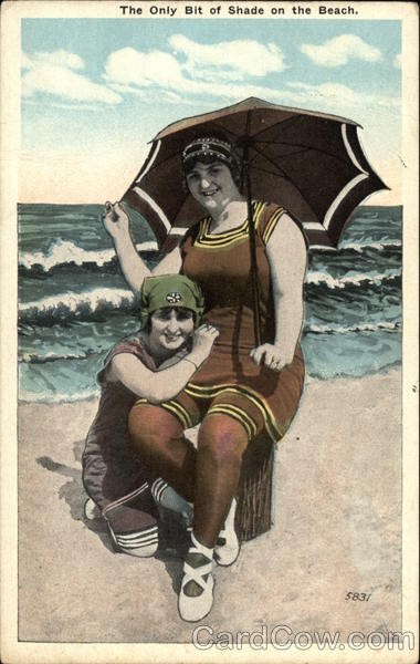 Swimsuit/Pinup The Only Bit of Shade Beach Antique Original Vintage Postcard-image