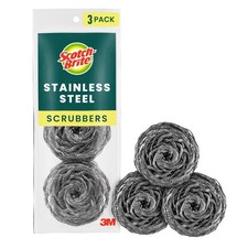 Scotch-Brite Stainless Steel Scrubbers, Scouring Pads for Cleaning Tough Baked-