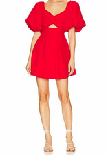 NWT ASTR The Label Serilda Dress Red Coquette Romantic Puff Sleeve Mini