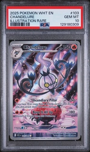 2025 POKEMON WHT EN-WHITE FLARE ILLUSTRATION RARE #103 CHANDELURE PSA 10