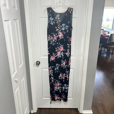 Navy Blue And Pink Floral Sleeveless Maxi Dress Size XXL