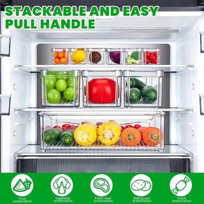 10 PCs stackable refrigerator storage boxes essential for kitchen organization