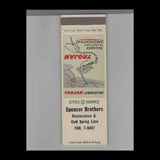 Matchbook Cover Cities Service Gas Station Spencer Brothers Cold Spring Lane
