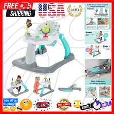 Tiny Steps 2 in 1 Foldable Infant and Baby Walker with Wheels, Seated or Walk...