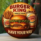 Burger King Vintage Fast Food Plate Tin Metal Signs Home Décor 8x8 Retro Burger