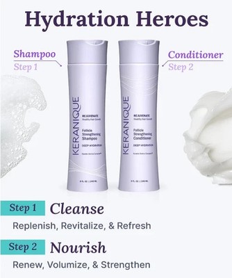Keranique Deep Hydration Follicle Strengthening Shampoo & Conditioner Set 8FL 0Z