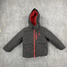 Jordan Jacket Kids 6-7 Years Black Red Hooded Puffer Quilted Jumpman Winter