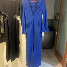 Brandon Maxwell Cobalt Blue Solid Long Sleeve Gown Zip Women's Size 6