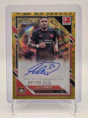 Aleix García 2025-26 Topps Chrome Bundesliga Auto Gold Wave Refractor #'d 49/50
