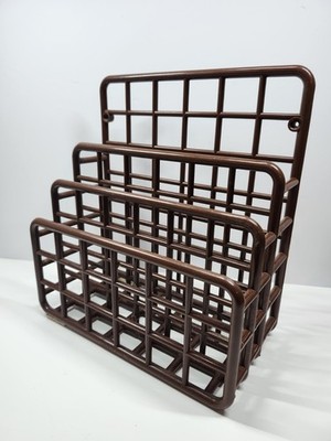 Vintage Yaffa Design Catch-All Plastic Desk Organizer Magazine Rack Brown...