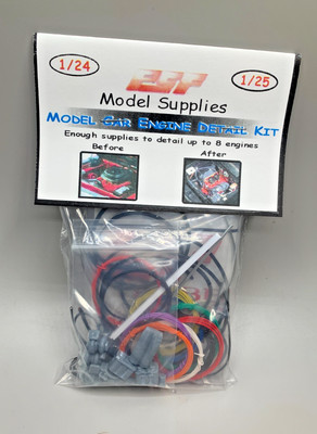 1/25 Model Car Engine Detail Kit Spark Plug Wire Braided Line 3D Parts & More