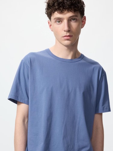 NWT UNIQLO Men AIRism Short Sleeve Crew Neck T-shirt Japan L (US M) Japan Blue