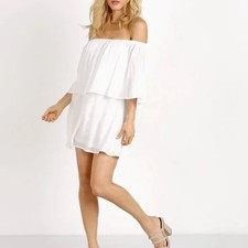 Show Me Your Mumu Mako White Off Shoulder Mini Dress Womens S Boho Chic Sun