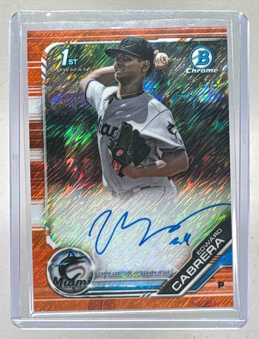Edward Cabrera 2019 Bowman Chrome Orange Shimmer Refractor 1st RC Auto /25