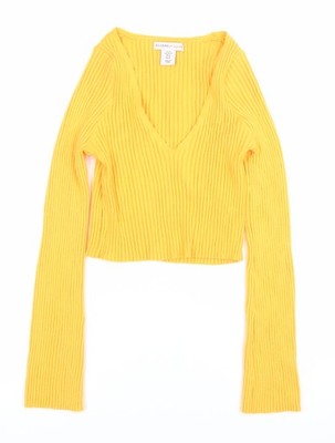 Sincerely Jules Damen Pullover gelb V-Ausschnitt Rippstrick XS