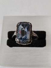 Jugendstil 835er Silber Ring  blauer Spinell  Antikschmuck