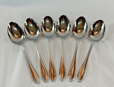 Vintage 1928 Sheffield Dessert Spoons Set 6 Fleur De Lis Chromium Plate Art Deco