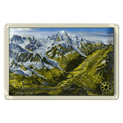 Blechschild France 18x12cm Vallee de Chamonix Mont Blanc