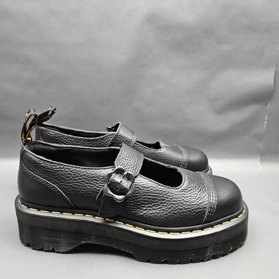 Dr Martens Addina Flower Mary Jane Shoes Womens 11 Black Leather Platform Flats
