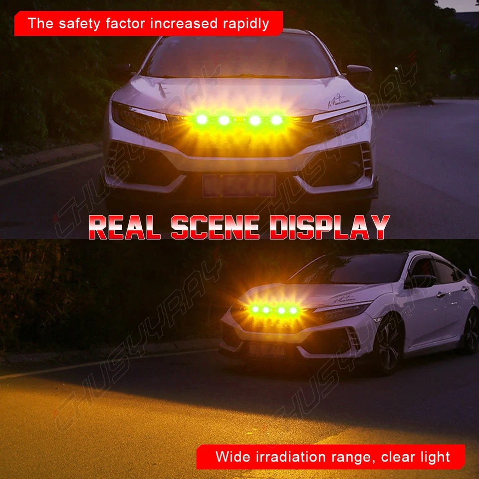 4x Luz LED Amarilla Estilo Raptor Luz de Parrilla Delantera para Chevrolet C10 C20 Pickup Foto 4 de 4