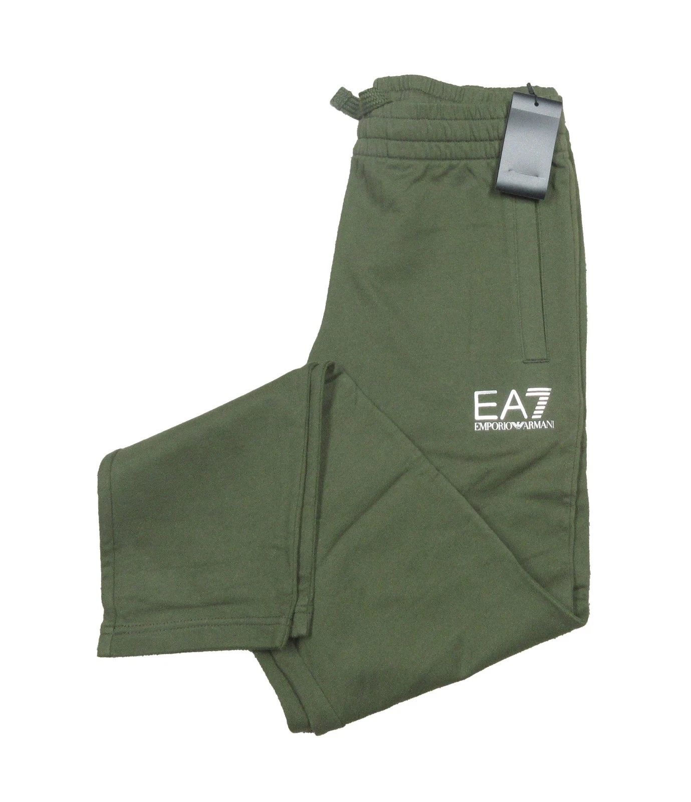 EA7 Emporio Armani Men's Olive Green Logo Graphic Fleece Jogger Pants