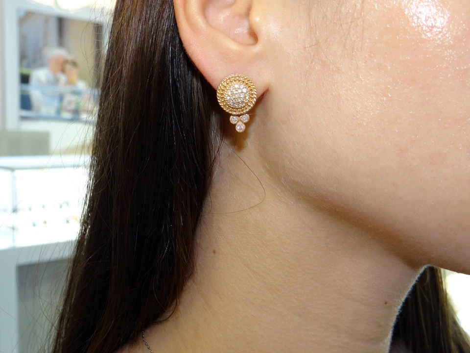 Judith Ripka 14k Yellow Gold .75ct Round Diamond Pave Dangle Drop Earrings - Image 2 of 4