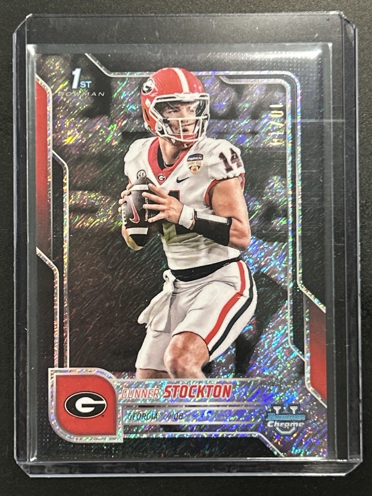 2025 Bowman Chrome U #131 Gunner Stockton 1st Black Shimmer /10 Georgia 
