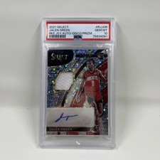 2021-22 Select Jalen Green Rookie Jersey Autograph Disco Prizm RPA PSA 10