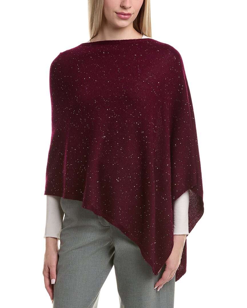 Sofiacashmere Reverse Jersey Sequin Wool - Cashmere-Blend Poncho Womens Red