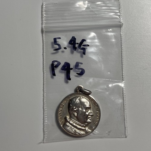 Vintage Pope Johannes XXIII Medal Pendant .800 Silver Catholic Maximvs - P45 - Picture 10 of 10