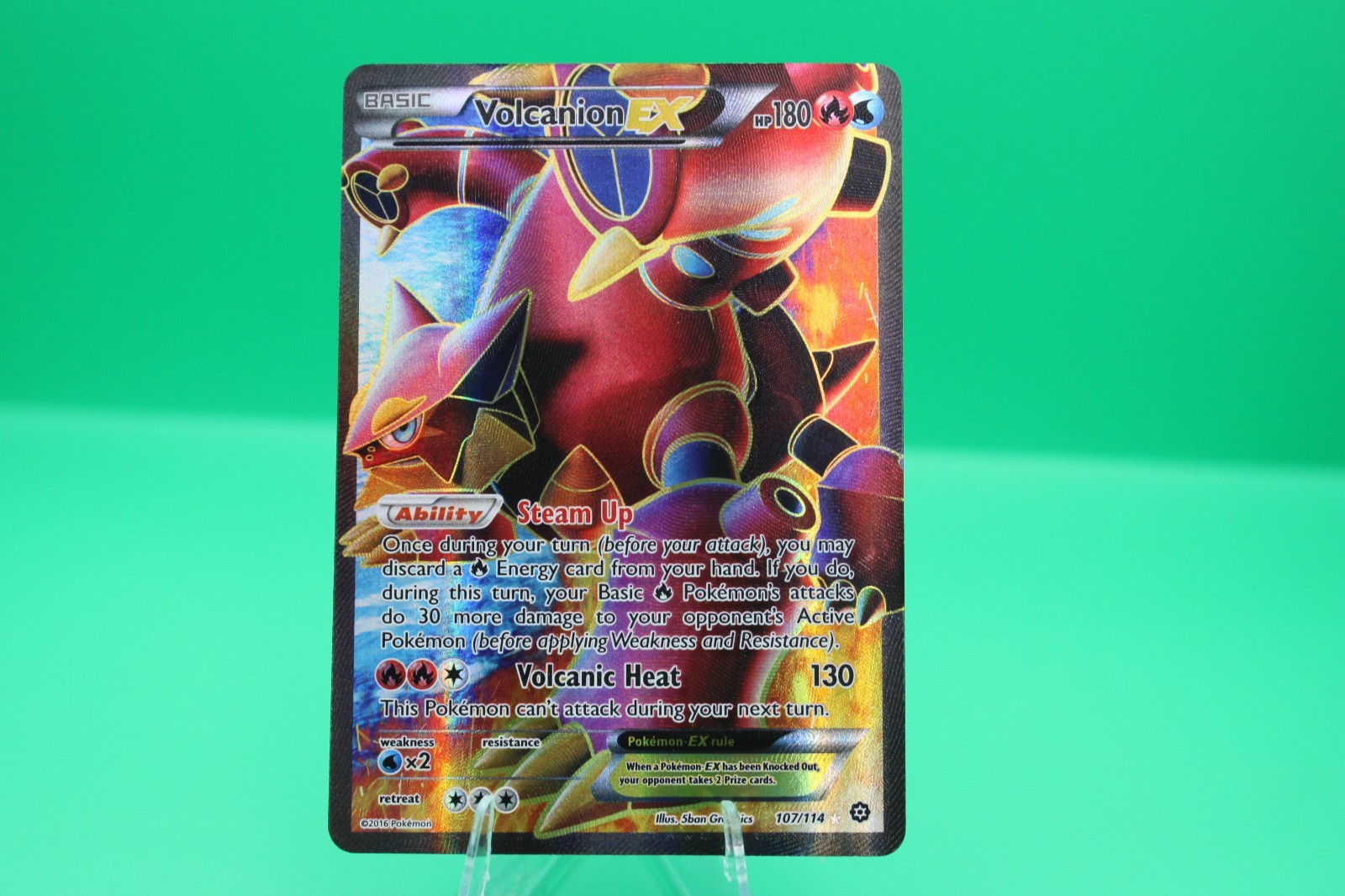 Pokémon TCG Volcanion-EX Steam Siege 107/114 Holo Full Art Near Mint