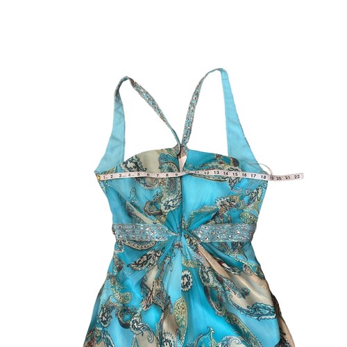 NWT Laffe Jasmine SZ. 12 PAISLEY Sequin Blue Halter Formal Summer Low Back Dress - Picture 10 of 20