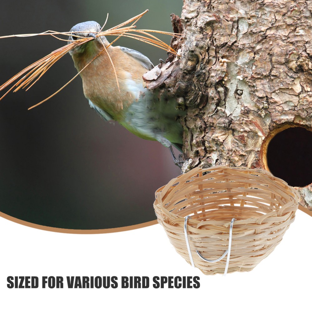 10 Pcs Breeding Cave with Hook Simulated Rattan Woven Bird's Nest Straw Nests