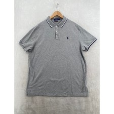 Polo Ralph Lauren Polo Shirt Mens XXL Grey Custom Slim Fit Tipped Pique Cotton