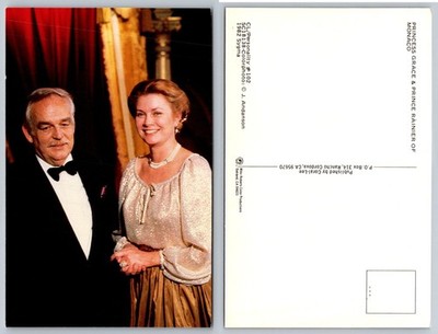 Princess Grace Kelly & Prince Rainier III Monaco Royal Color Photo Postcard 1982