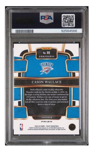 2023-24 Panini Select Cason Wallace Concourse Blue Cracked Ice Prizm RC #88 - Picture 2 of 2