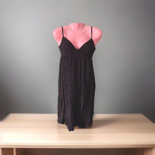 Ladies NEXT Black Slip Dress Crinkle Lined Adj Straps Size 8 Ex Cond